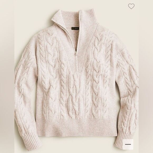 JCREW Cable-knit half-zip sweater Supersoft yarn Cream Wool Alpaca Small BD032 - Picture 14 of 14